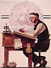 Norman Rockwell Famous Paintings - Daydreaming Bookeeper (Adventure)
